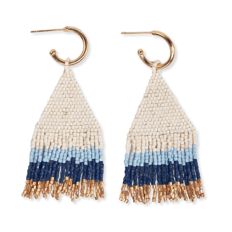 James Mini Gold Hoop Colorblock Fringe Earrings