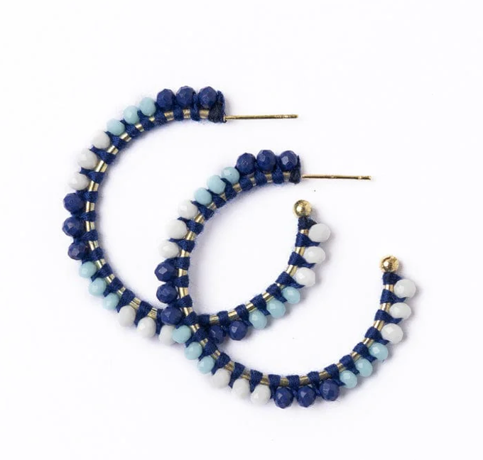 GameDay Crystal Threaded Bead Hoop Earings