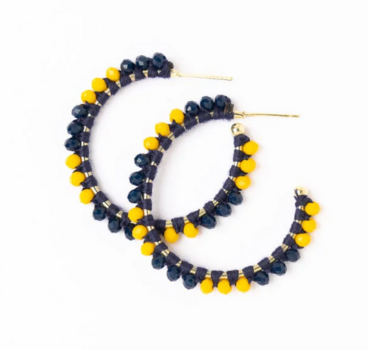 GameDay Crystal Threaded Bead Hoop Earings