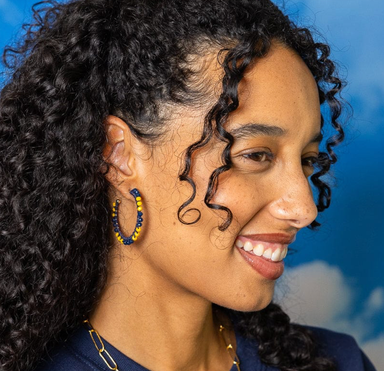 GameDay Crystal Threaded Bead Hoop Earings