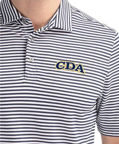 Men's Navy & White Striped Polo