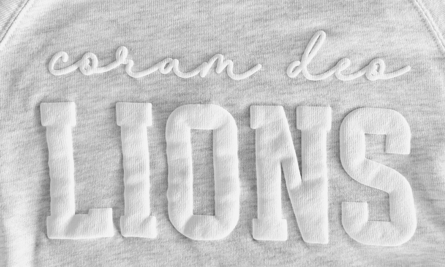 Grey Lions Sweatshirt with Puff Lettering