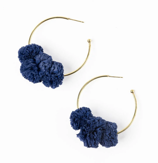 Raffia Pom Hoops