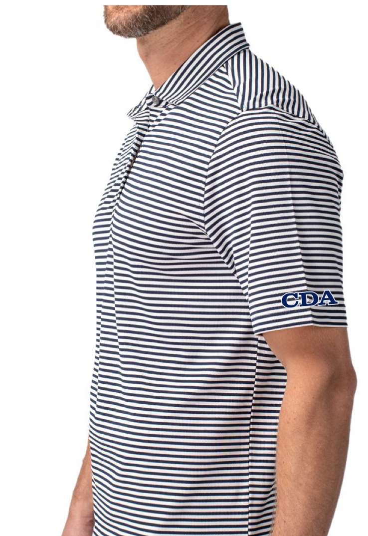 Men's Navy & White Striped Polo