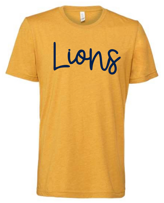 Yellow Lions Shirt with Puff Lettering